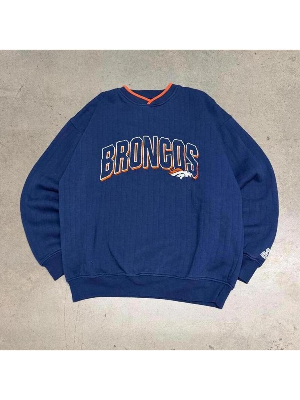 Vintage Starter Denver Broncos Sweatshirt Mens XL Navy Blue Crewneck NFL 90s